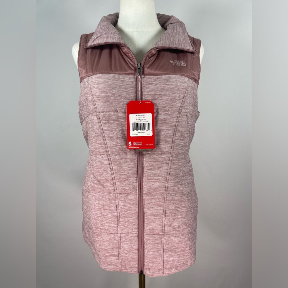 NWT The North Face Pseudio Vest Size M Nostalgia Rose Pink Mock Neck Full Zip